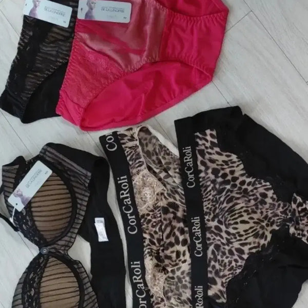 [BUNJANG] Women's Lingerie Set (Bra + Panty) - Lace & Leopard Print / 여성 속옷 세트 (브라+팬티)