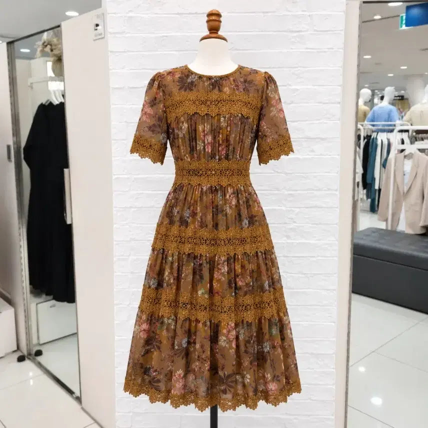 [BUNJANG] 100% Silk Floral Lace Detail Dress / 새제품 .실크 100 프로 원피스. 미국 구매