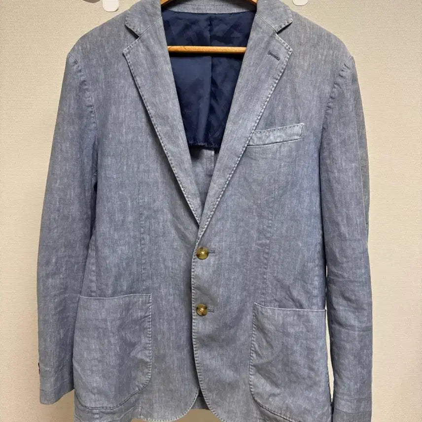 [BUNJANG] Galaxy Lifestyle Blue Linen Cotton Garment Dyeing Jacket / 갤럭시 라이프스타일 블루 린넨 코튼 가먼트 다잉 재킷