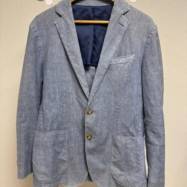 [BUNJANG] Galaxy Lifestyle Blue Linen Cotton Garment Dyeing Jacket / 갤럭시 라이프스타일 블루 린넨 코튼 가먼트 다잉 재킷