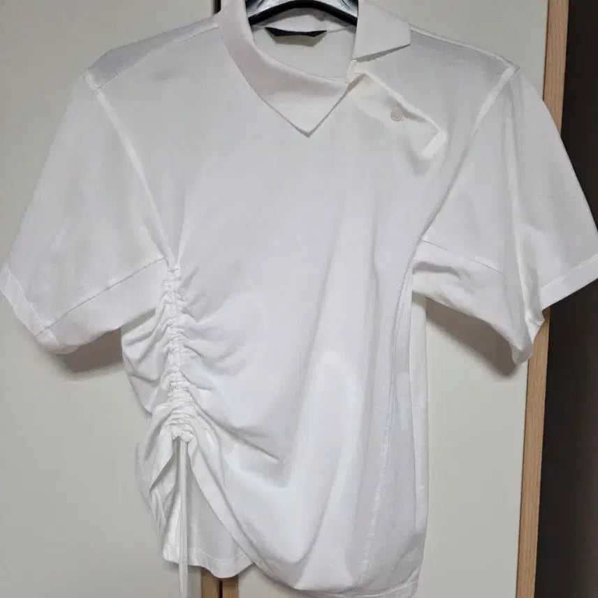 [BUNJANG] Juun.J Women's White Ruched Short Sleeve T-Shirt Size 38 / 준지 반팔 38사이즈 여성반팔