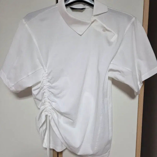 [BUNJANG] Juun.J Women's White Ruched Short Sleeve T-Shirt Size 38 / 준지 반팔 38사이즈 여성반팔