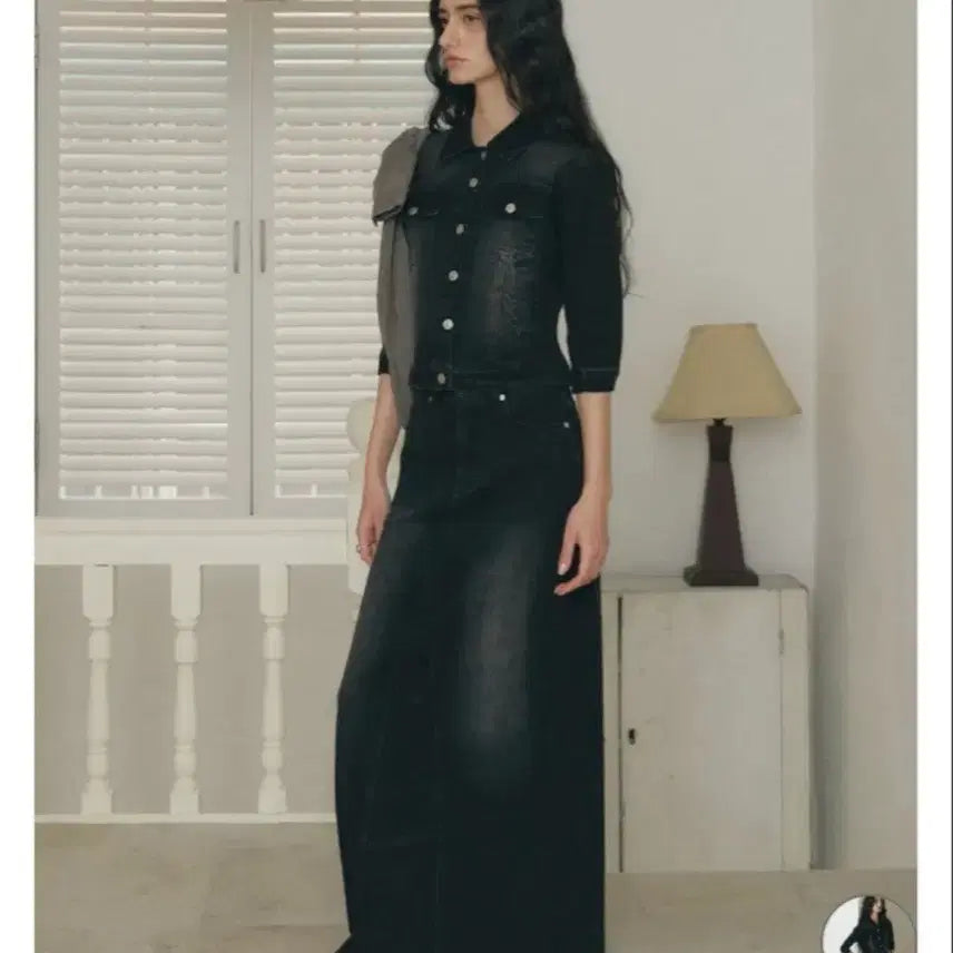 [BUNJANG] Lowtide Black Denim Maxi Skirt / 로우타이드 흑청스커트