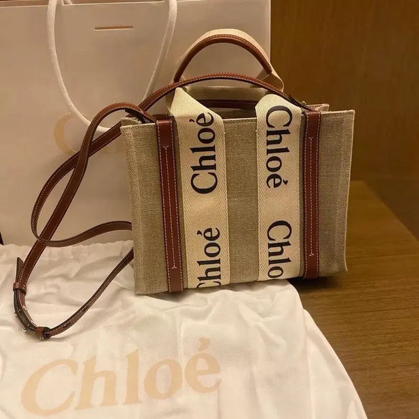 [BUNJANG] Chloé Woody Small Tote Bag Canvas Brown / 끌로에 우디 스몰 토트백 캔버스 브라운