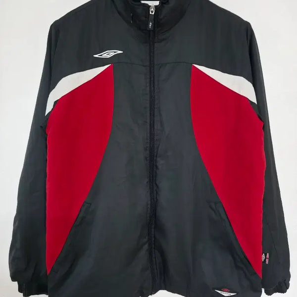 [BUNJANG] Umbro Windbreaker Jacket Black Red Vintage / 엄브로 바람막이 자켓 S(90) 블랙 레드 올드스쿨 빈티지
