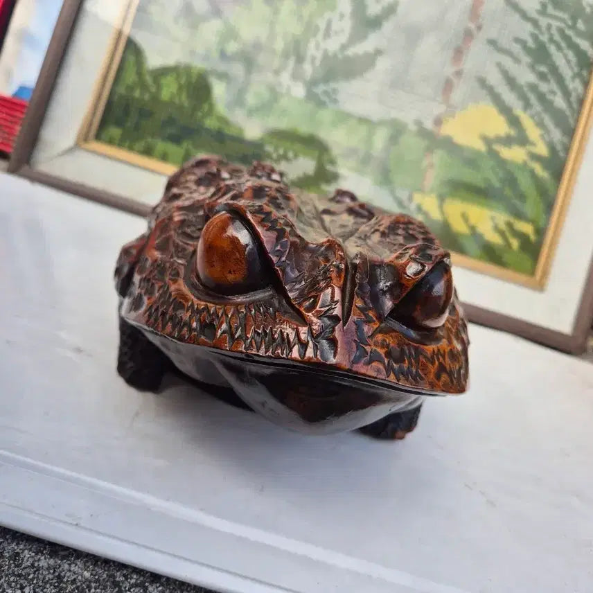[BUNJANG] Wooden Toad Carving - 13cm / 25   13   15 센치통나무조각 뚜꺼비