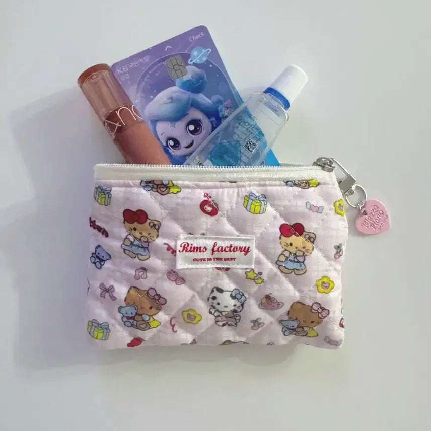 [BUNJANG] Rims Factory Hello Kitty Quilted Pouch / Rims factory 퀼팅 파우치 헬로키티 패턴