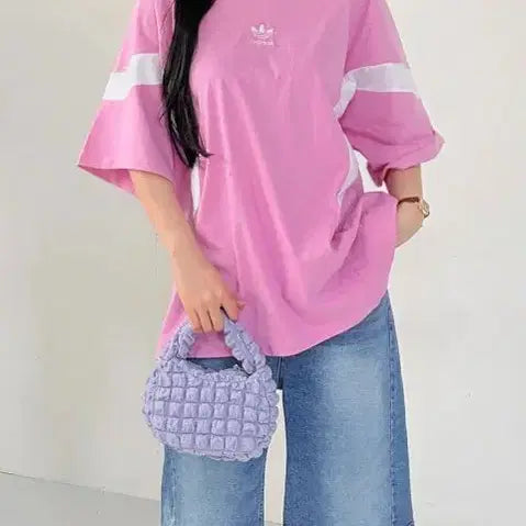 [BUNJANG] Adidas Pink Oversized T-Shirt / 아디다스 반팔티 핑크 오버핏
