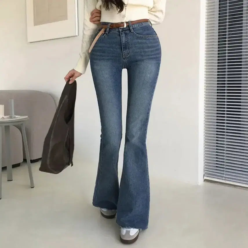 [BUNJANG] Slim Fit Long Bootcut Denim Pants / 롱 슬림 부츠컷 데님 팬츠