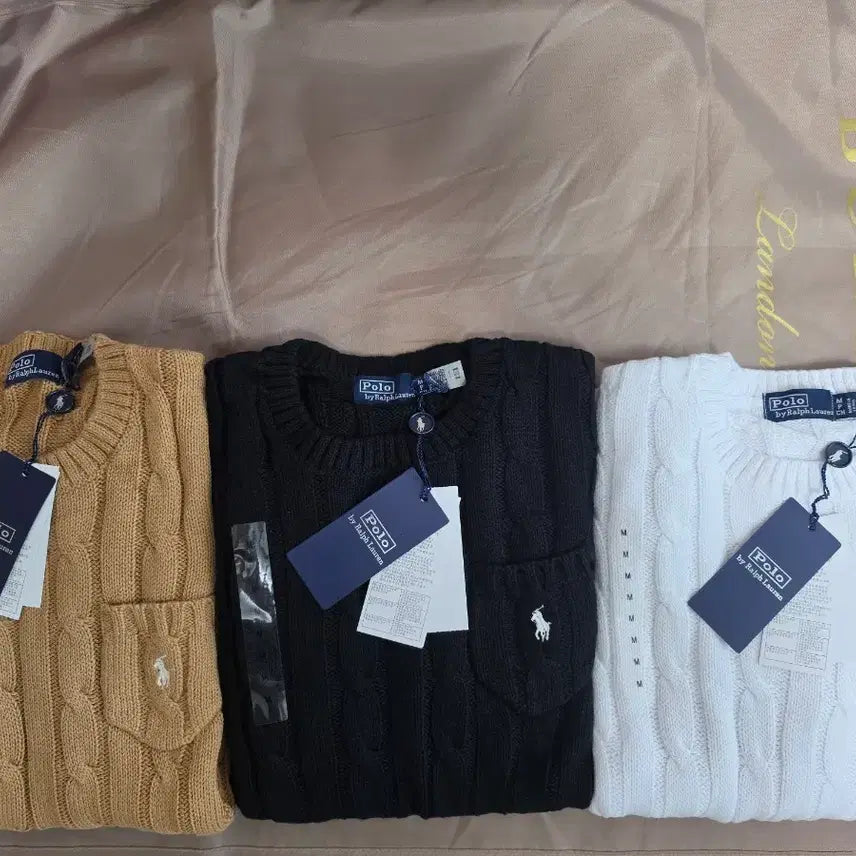 [BUNJANG] Polo Ralph Lauren Cable Knit Short Sleeve Pocket Sweater / [새상품]폴로 랄프로렌 '포켓'  케이블 여성용 니트 반팔 블/화/베