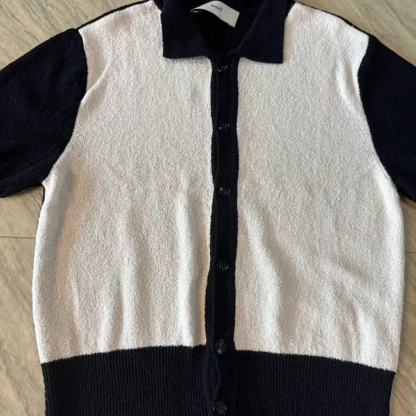[BUNJANG] Dunst Color Block Short Sleeve Cardigan / 던스트 반팔 가디건