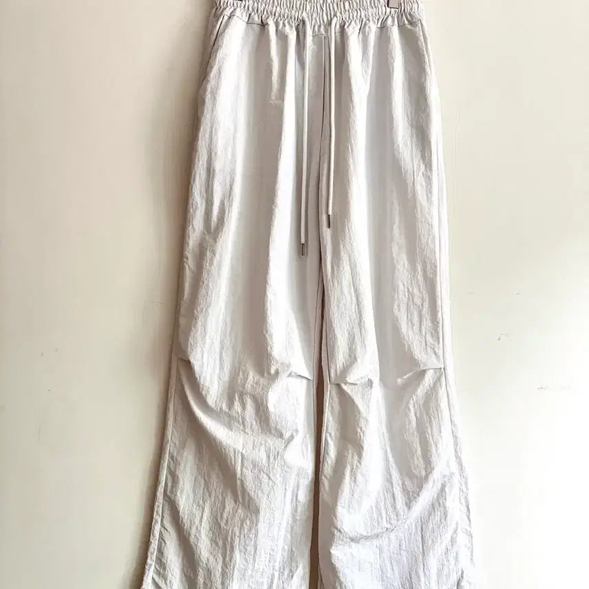[BUNJANG] White Crisp Wide Pants / 화이트 바스락 와이드 팬츠