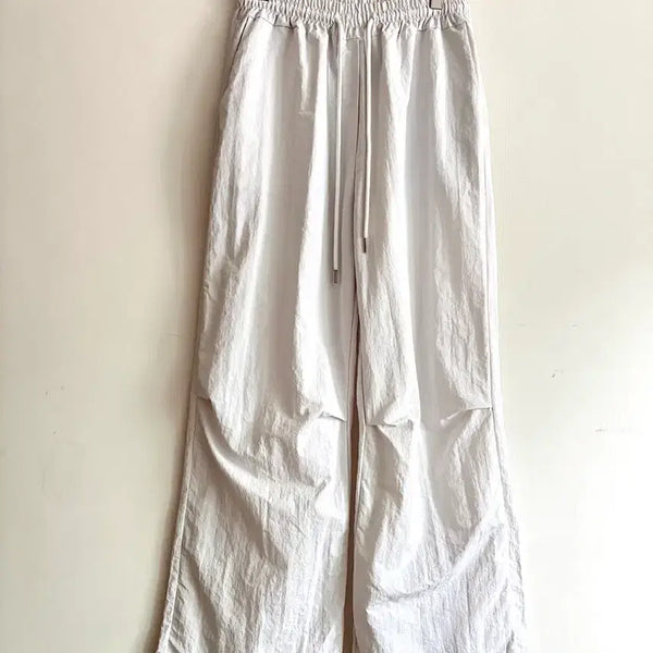 [BUNJANG] White Crisp Wide Pants / 화이트 바스락 와이드 팬츠