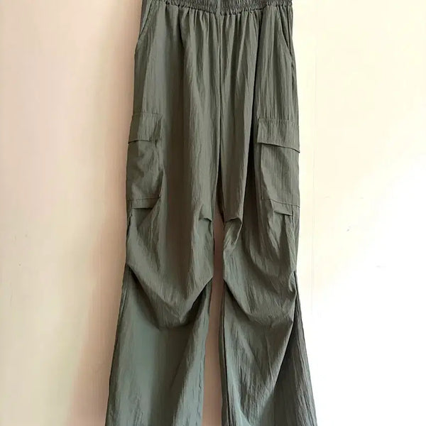 [BUNJANG] Khaki Cargo Wide Pants / 카키 카고 와이드 팬츠