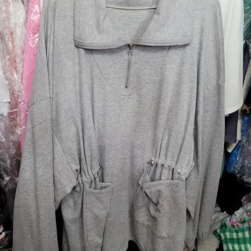 [BUNJANG] Zip-up Sweatshirt Grey / 집업 맨투맨 그레이