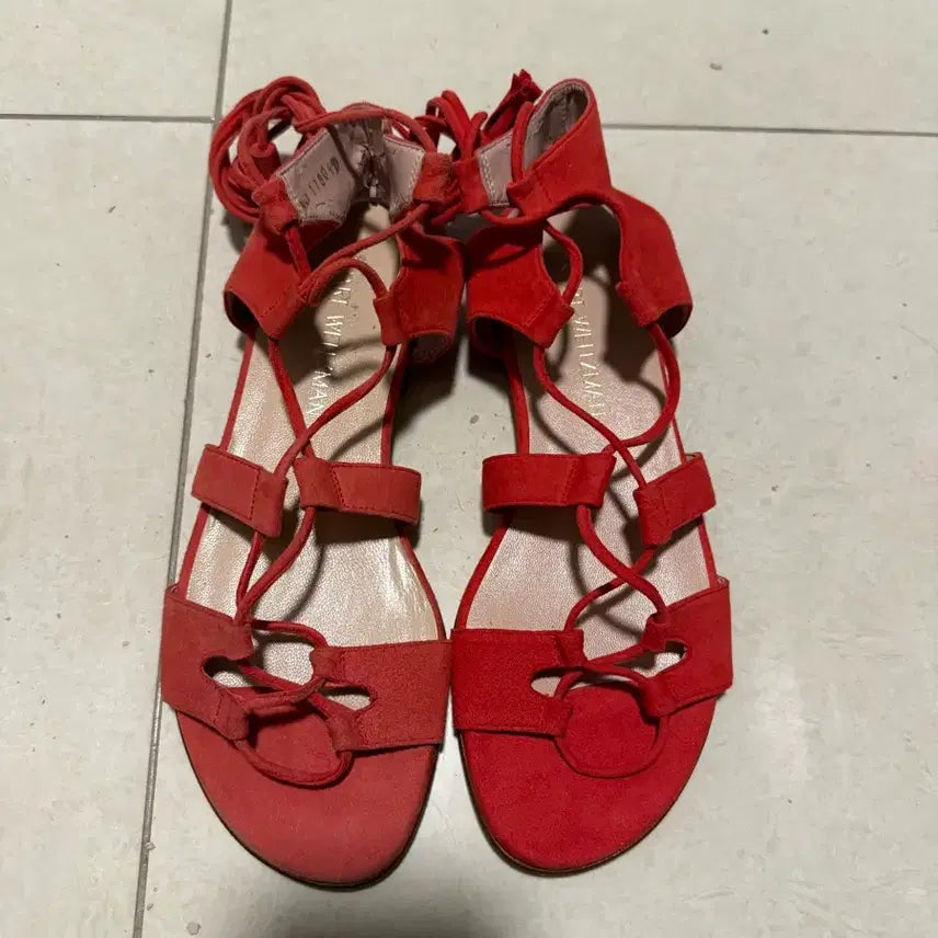 [BUNJANG] Stuart Weitzman Red Suede Strappy Sandals / SW 스튜어트 와이츠먼 레드 스트랩 샌들 새상품