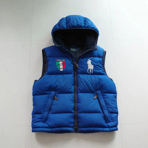 [BUNJANG] Polo Ralph Lauren Big Pony Italian Flag Patch Hooded Down Vest L / [L] 폴로 랄프로렌 빅포니 이탈리아 후드 다운 패딩 조끼