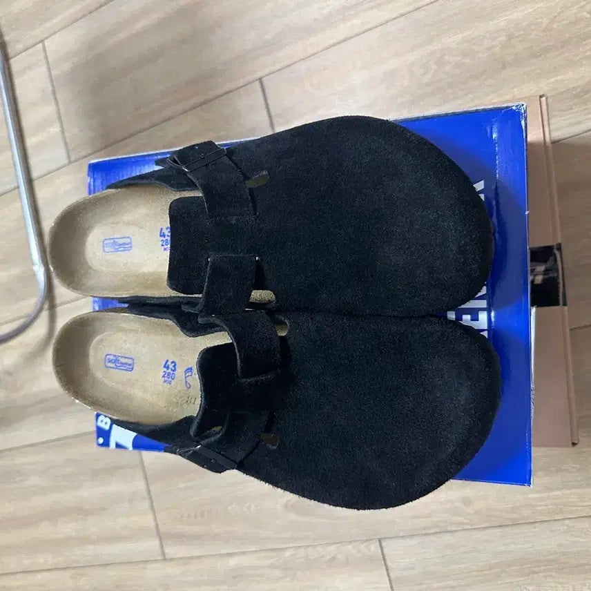 [BUNJANG] Birkenstock Boston Suede Leather Black Regular (43) / 버켄스탁 보스턴 소프트 풋베드 스웨이드 레더 블랙 - 레귤러(43)