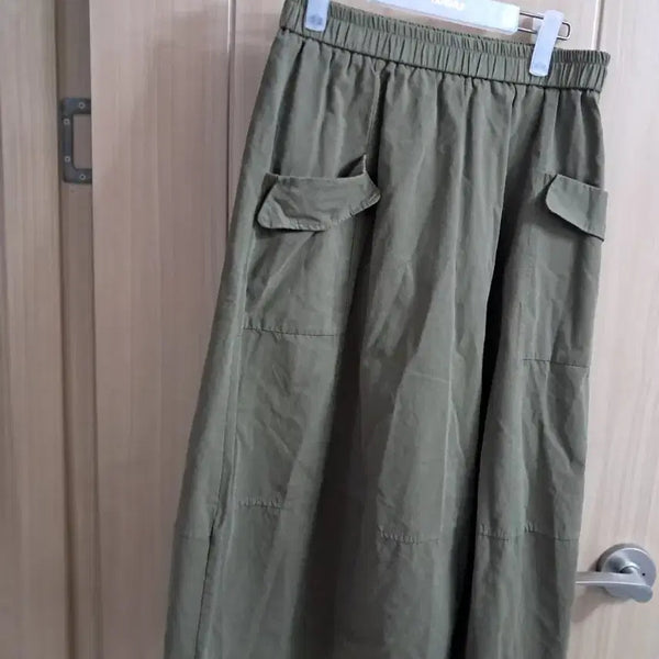 [BUNJANG] L'Atem Khaki Cargo Long Skirt / la tium카키색 카고 스커트