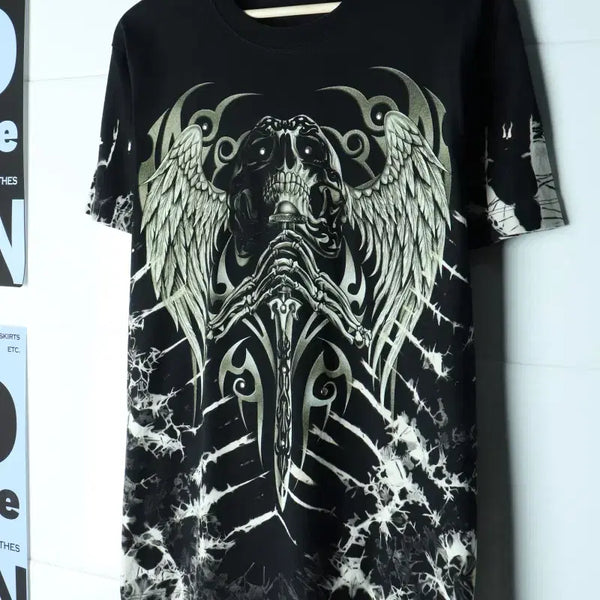 [BUNJANG] Vintage Skull T-Shirt Black / (F) 브랜드빈티지 반팔 티셔츠 Y2K 스컬 블랙 올드스쿨-H35856