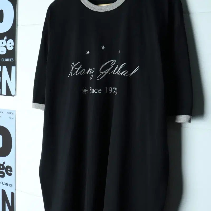 [BUNJANG] XTONZ Lettering Ringer T-Shirt Black L-XL / (L-XL) 엑스톤즈 반팔 티셔츠 레터링 링거 블랙 유행템-H35857