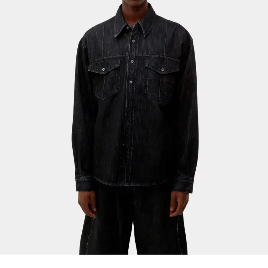 [BUNJANG] COOR Washed Denim Double Pocket Shirt / 쿠어 워시드데님 더블포켓 셔츠