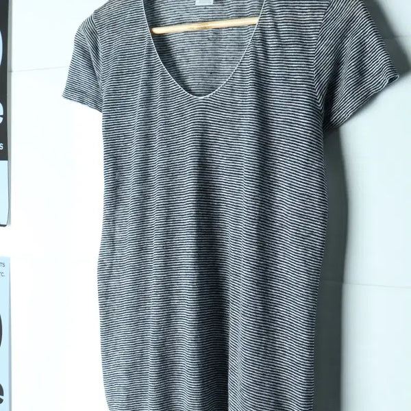 [BUNJANG] Club Monaco Striped Short Sleeve T-Shirt Black / W(XS-S) 클럽모나코 반팔 티셔츠 한섬 스트라이프 블랙-H35864