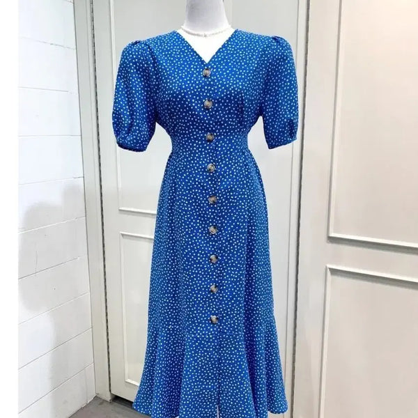 [BUNJANG] Brand Nine Square Neck Puff Belted Dress / 브랜드 나인 스퀘어넥 퍼프 벨티드 원피스