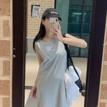 [BUNJANG] Urban Grass Anorak Sleeveless Long Dress / 어반그래스 아노락 나시 롱 원피스