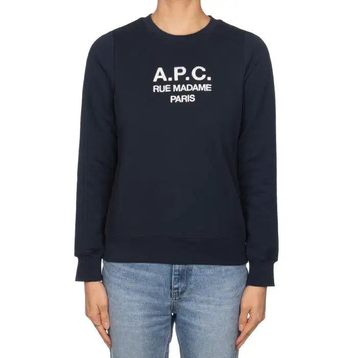 [BUNJANG] A.P.C. Tina Embroidered Logo Sweatshirt Navy / 아페쎄 여성 티나 자수 로고 맨투맨 COEZD F27561 IAJ