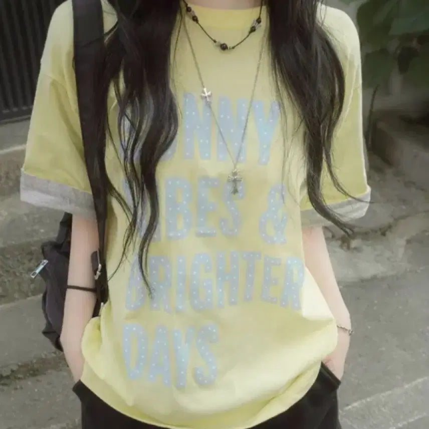 [BUNJANG] Lettering T-Shirt Yellow / 레터링 반팔 티셔츠 옐로우