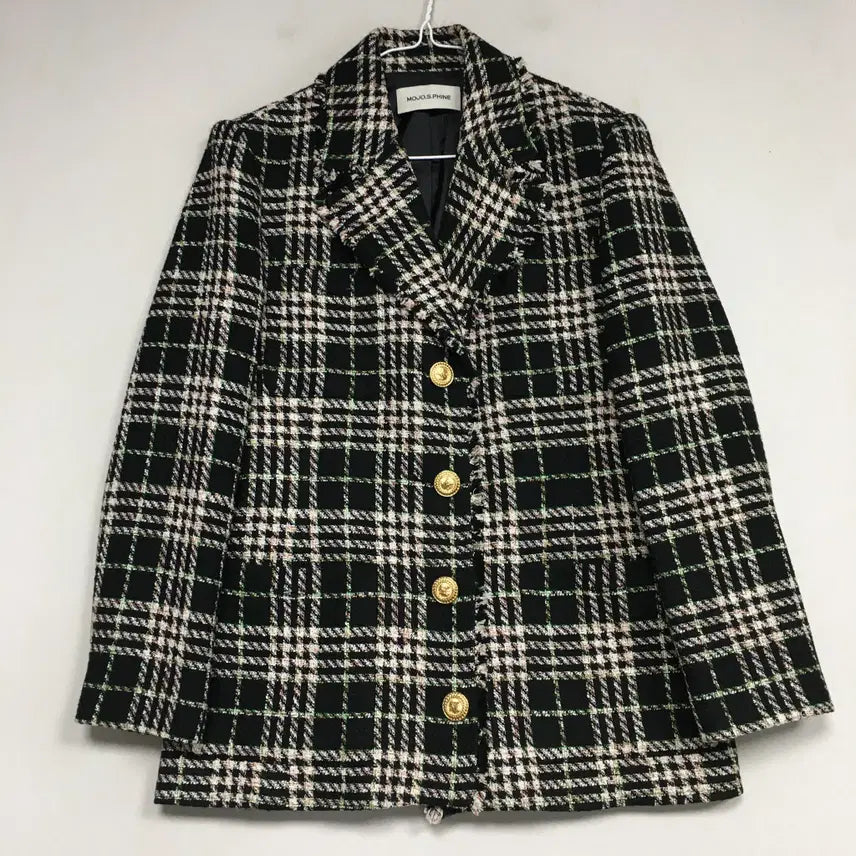 [BUNJANG] MOJO.S.FINE Gold Button Check Jacket 66 / 22 모조에스핀 금장버튼 체크 자켓 66