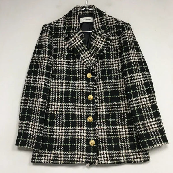 [BUNJANG] MOJO.S.FINE Gold Button Check Jacket 66 / 22 모조에스핀 금장버튼 체크 자켓 66
