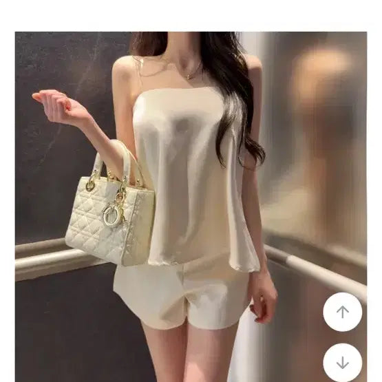 [BUNJANG] Kimseol Layered Satin Slip Two-Piece Set / 김설 레이어 새틴 슬립 투피스