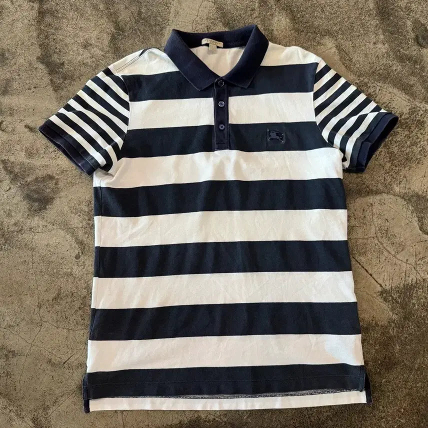 [BUNJANG] Burberry Striped PK Polo T-Shirt / 버버리 스트라이프 PK 폴로 티셔츠