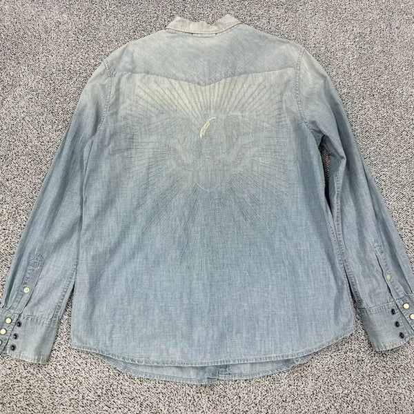 [BUNJANG] Polo Denim & Supply Eagle Embroidery Denim Western Shirt / 폴로 데님앤서플라이 독수리자수 데님 웨스턴셔츠