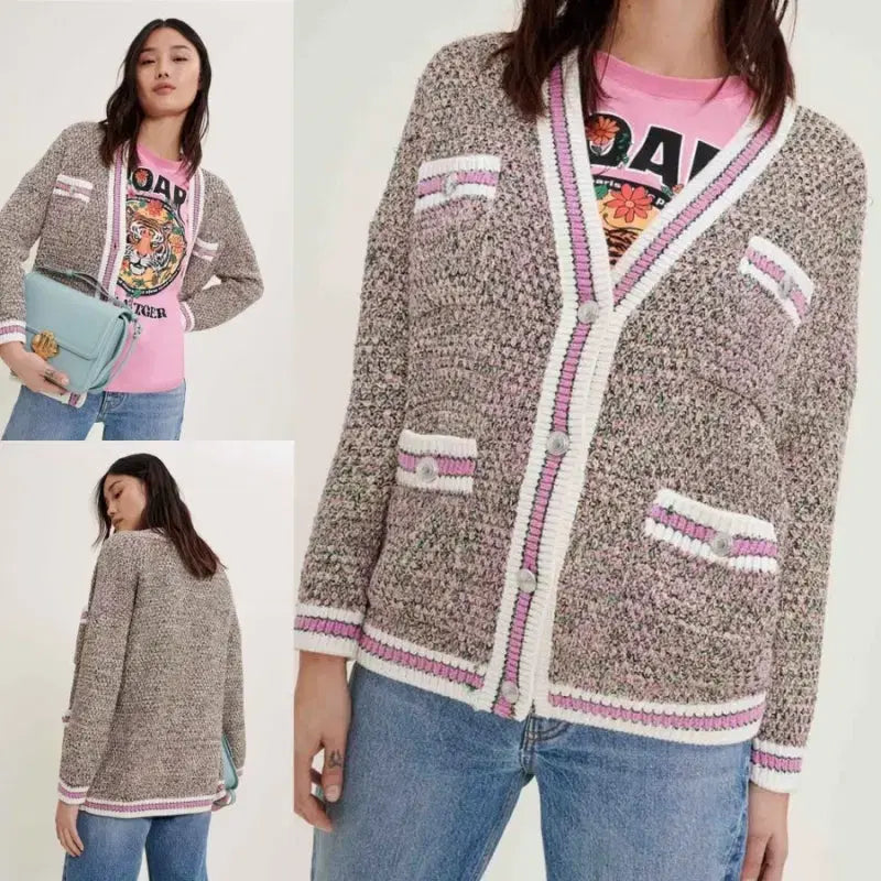 [BUNJANG] MAJE Pink Tweed Cardigan Size 2 / MAJE 마쥬 핑크 트위드 가디건 2