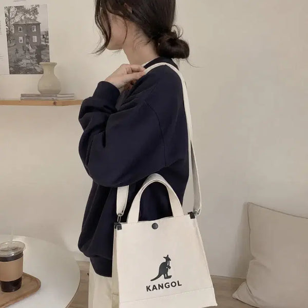 [BUNJANG] Kangol Ivory Canvas Tote Bag / 캉골 아이보리 캔버스 토트백