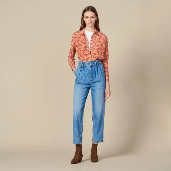 [BUNJANG] Sandro High-Waisted Pearl Detail Denim Pants Size 26 / SANDRO 산드로 하이웨스트 진주 데님 팬츠 26