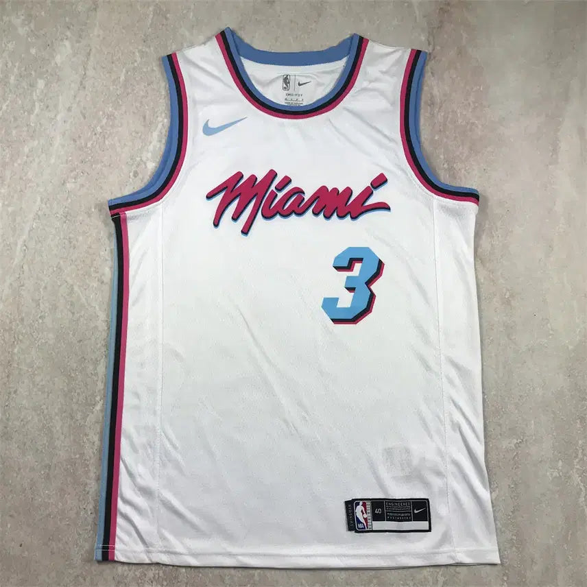 [BUNJANG] Dwyane Wade Miami Heat White City Hot Stamp Basketball Jersey #3 / 드웨인 웨이드 NBA 농구복 마이애미 히트 3 화이트시티 버전 핫스탬프