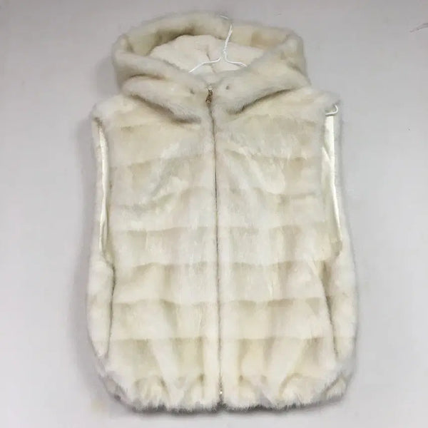 [BUNJANG] Egoist Eco Fur Hooded Vest Free Size / 에고이스트 에코퍼 후드 베스트 F