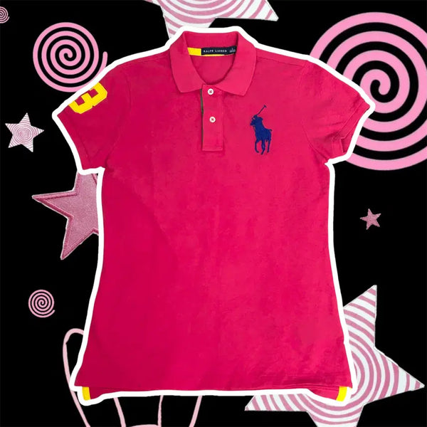 [BUNJANG] Polo Ralph Lauren Big Pony Number 3 Hot Pink Slim Fit Short Sleeve T-Shirt / 폴로 빅포니 넘버3 핫핑크 슬림핏 반팔