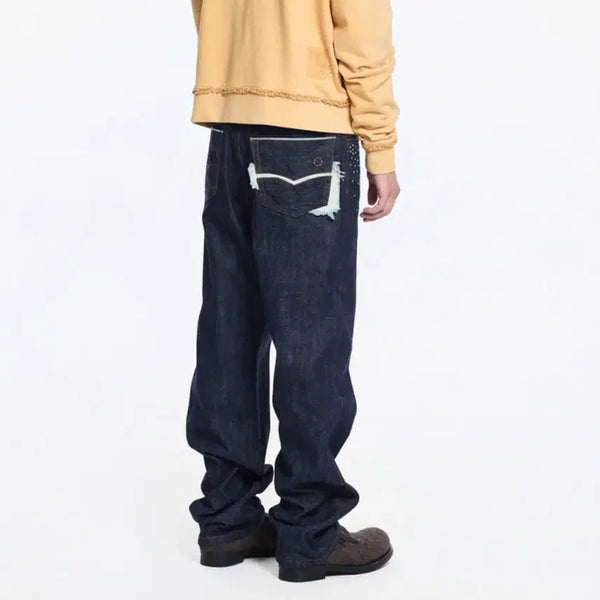 [BUNJANG] Kusneuf Stella Sashiko Raw Selvedge Denim Jeans / 쿠스너프 kusneuf 스텔라 사시코 로우 셀비지 데님 2사이즈