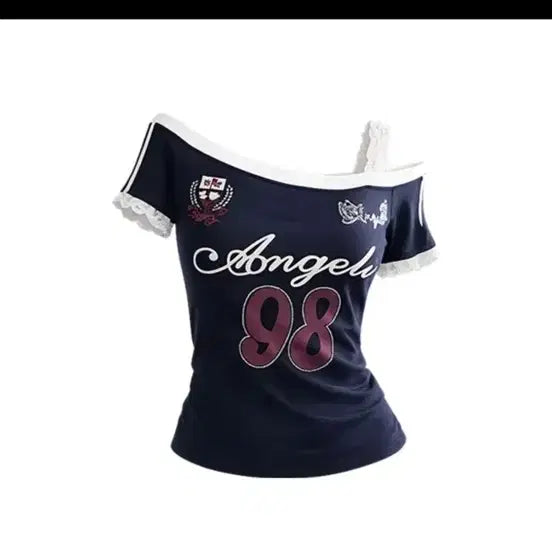 [BUNJANG] Avely Angel 98 Off-Shoulder Short-Sleeve T-Shirt / 에이블리 엔젤 98 오프숄더 반팔 티셔츠