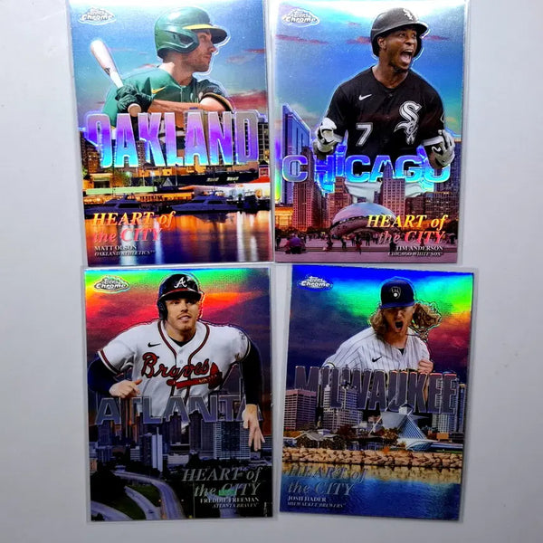 [BUNJANG] MLB Tops Chrome Heart of the City Trading Cards - Bundle (Freeman, Anderson, Olson, Hader) / MLB 탑스크롬 하트오브더시티 4장 묶음 프리먼 앤더슨 올슨 헤이더 등