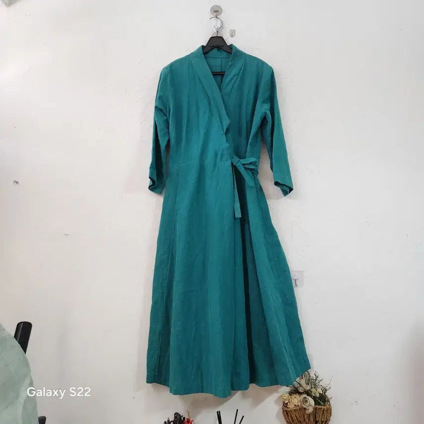 [BUNJANG] Wrap Dress Teal / 랩 원피스 청록색