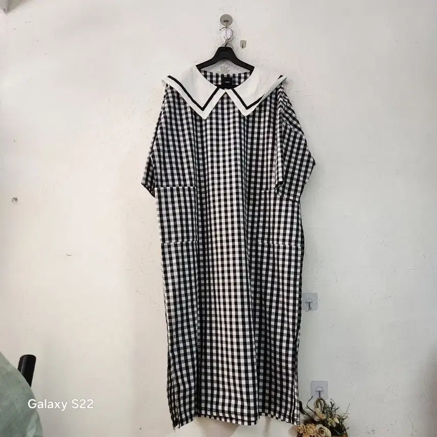 [BUNJANG] Check Pattern Big Collar Dress / 체크 패턴 빅카라 원피스