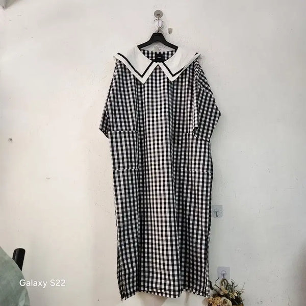 [BUNJANG] Check Pattern Big Collar Dress / 체크 패턴 빅카라 원피스