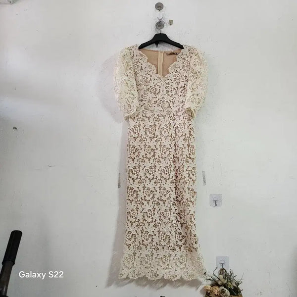 [BUNJANG] Lace Long Dress Ivory / 레이스 원피스 아이보리 롱 원피스