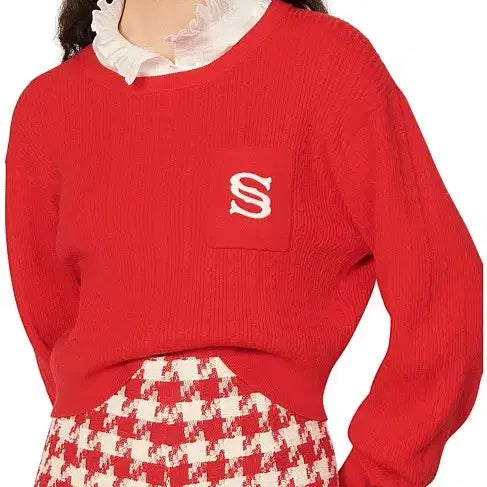 [BUNJANG] SANDRO Embroidered Logo Knit Top / SANDRO 산드로 자수로고 니트 1